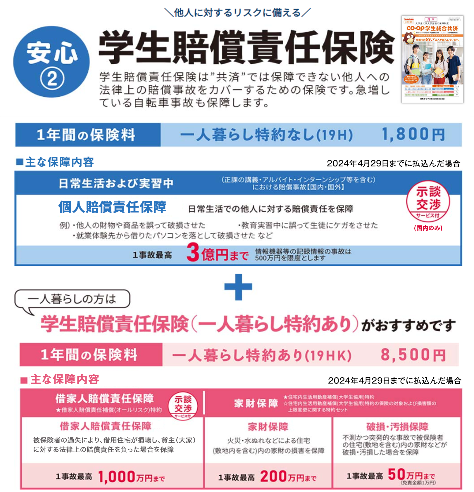 安心2 学生賠償責任保険